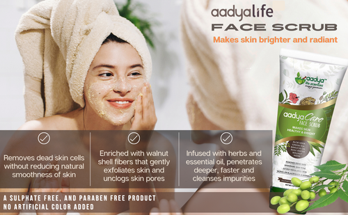 Aadya Care Face Scrub with Walnut Shell Fibers that Exfoliates Skin, Cleanses Pores and Makes Skin Brighter & Radiant