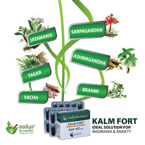 Kalm Fort , A Herbal capsules for Anxiety, Depression, Stress reliever and Sleeplessness - Aadya Life Sciences