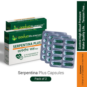 Serpentina Plus, Herbal capsules for High Blood Pressure , Works as a Comprehensive Cardio Protective - Aadya Life Sciences